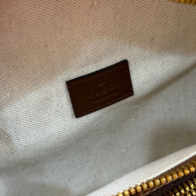 OPHIDIA BELT BAG 28 IN BROWN AND BEIGE GG CALFSKIN