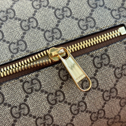 OPHIDIA BELT BAG 28 IN BROWN AND BEIGE GG CALFSKIN