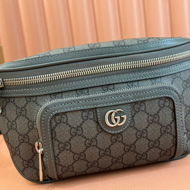 OPHIDIA BELT BAG 26 IN GREY GG CALFSKIN