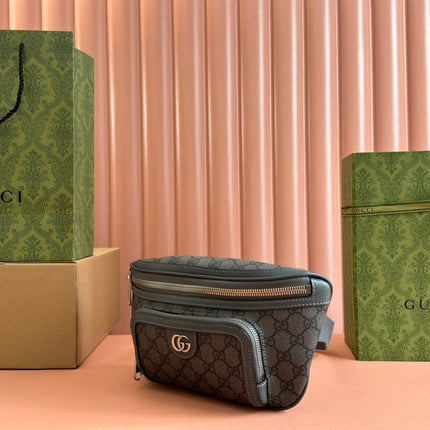 OPHIDIA BELT BAG 26 IN GREY GG CALFSKIN