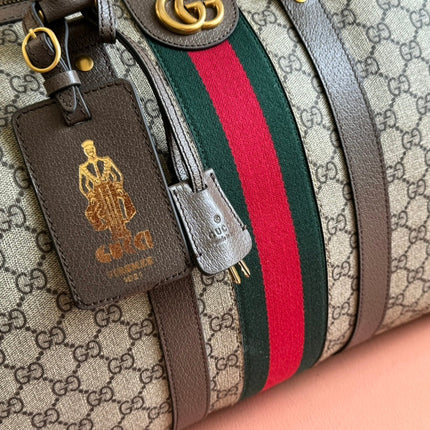 SAVOY MEDIUM DUFFLE BAG 44 IN BEIGE AND EBONY GG SUPREME CANVAS