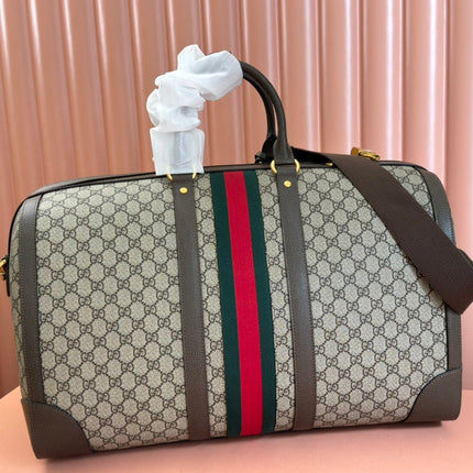 SAVOY LARGE DUFFLE BAG 50 IN BEIGE AND EBONY GG SUPREME CANVAS