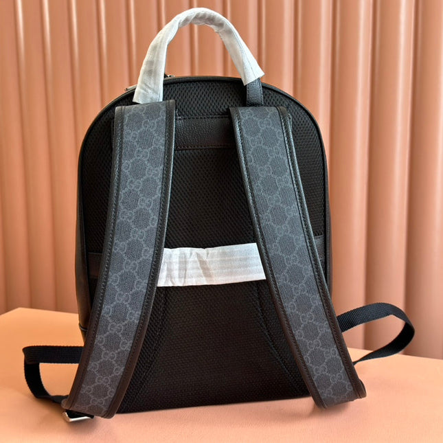 MEDIUM GG BACKPACK 40 IN DARK GREY AND BLACK CALFSKIN