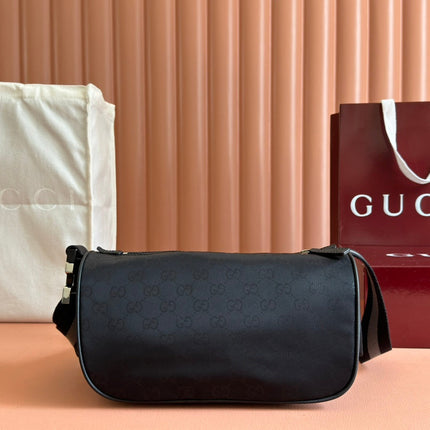 NYLON LINE BODY BAG 27 IN BLACK GG CANVAS
