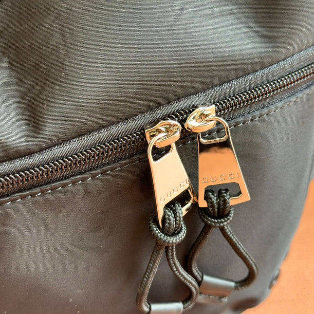 LARGE BELT BAG 32 IN BLACK CANVAS GREEN AND RED WEB DETAIL