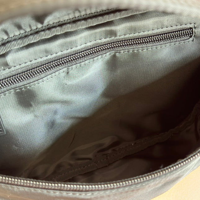 LARGE BELT BAG 32 IN BLACK CANVAS GREEN AND RED WEB DETAIL