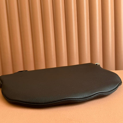 BODY SHOULDER BAG 40 IN DARK BROWN CALFSKIN SILVER HARDWARE