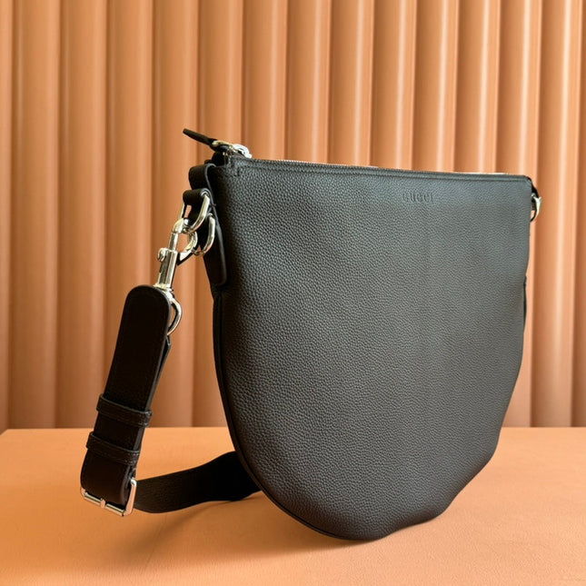 BODY SHOULDER BAG 40 IN DARK BROWN CALFSKIN SILVER HARDWARE