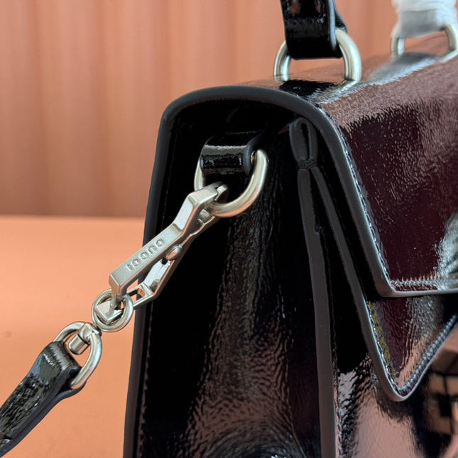 DIONYSUS MEDIUM SHOULDER BAG 22 IN BLACK GG GLOSSY LAMBSKIN