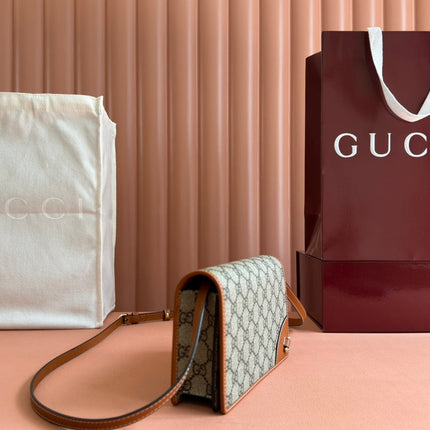 EMBLEM WALLET GG MONOGRAM 20 IN BEIGE AND DARK BROWN GG CALFSKIN