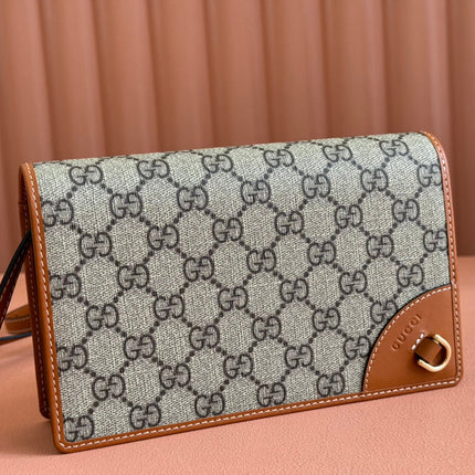 EMBLEM WALLET GG MONOGRAM 20 IN BEIGE AND DARK BROWN GG CALFSKIN