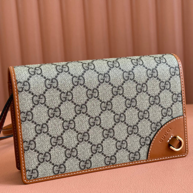 EMBLEM WALLET GG MONOGRAM 20 IN BEIGE AND DARK BROWN GG CALFSKIN