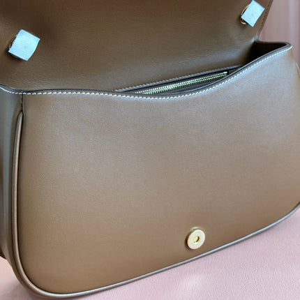 BLONDIE LARGE TOP HANDLE BAG 32 IN BROWN CALFSKIN