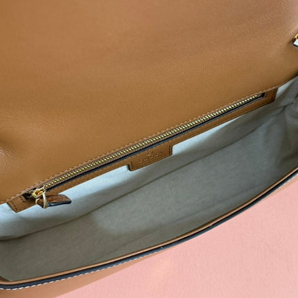 BLONDIE LARGE TOP HANDLE BAG 32 IN BROWN CALFSKIN