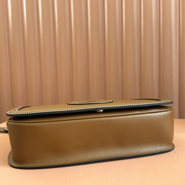 BLONDIE LARGE TOP HANDLE BAG 32 IN BROWN CALFSKIN