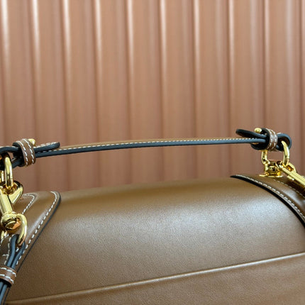 BLONDIE LARGE TOP HANDLE BAG 32 IN BROWN CALFSKIN