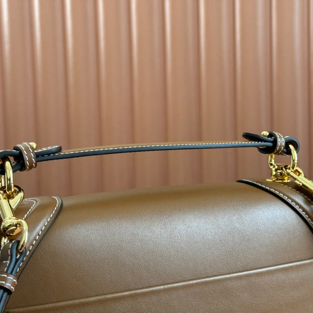 BLONDIE LARGE TOP HANDLE BAG 32 IN BROWN CALFSKIN