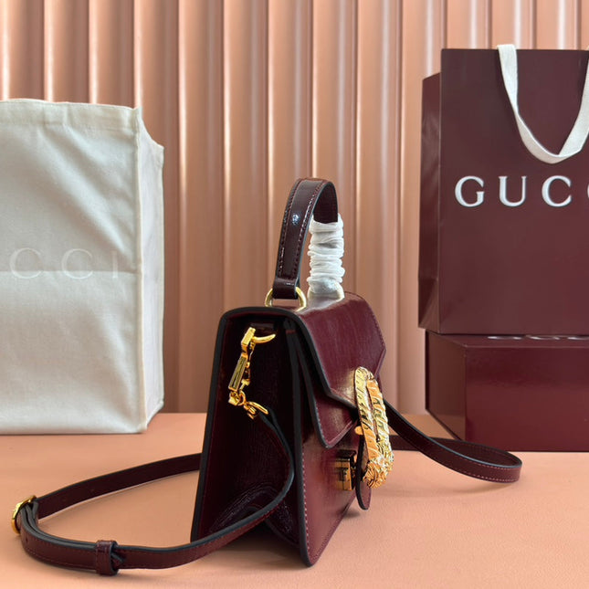 DIONYSUS MEDIUM SHOULDER BAG 22 IN ROSSO ANCORA RED GG GLOSSY LAMBSKIN