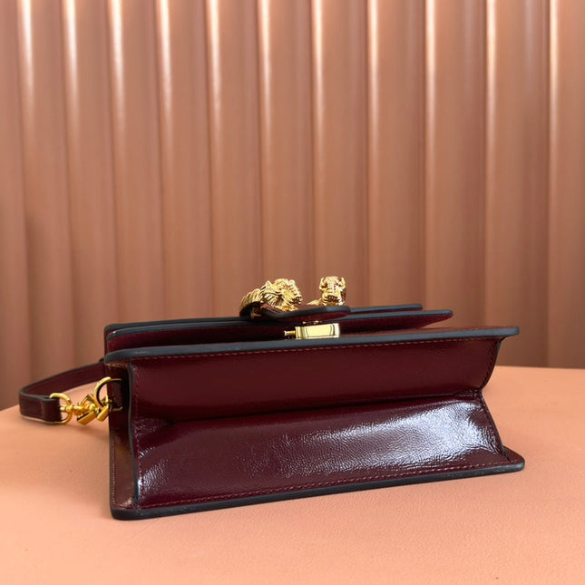 DIONYSUS MEDIUM SHOULDER BAG 22 IN ROSSO ANCORA RED GG GLOSSY LAMBSKIN