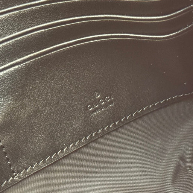 RUBBER EFFECT SMALL WALLET ON CHAIN 22.5 IN BEIGE AND DARK BROWN GG CALFSKIN