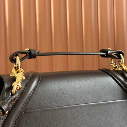 BLONDIE LARGE TOP HANDLE BAG 32 IN DARK BROWN CALFSKIN