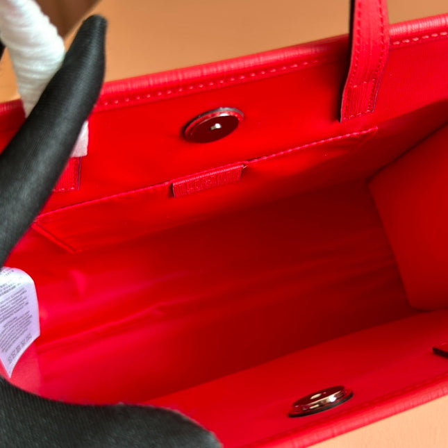 CHILDREN'S PRINTED DOG TOTE BAG 28.5 IN BEIGE AND DARK BROWN GG CANVAS RED TRIM