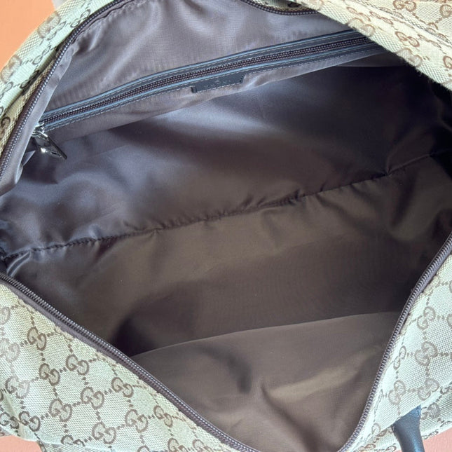 GG SMALL DUFFLE BAG 42 IN BEIGE AND DARK BROWN GG CANVAS