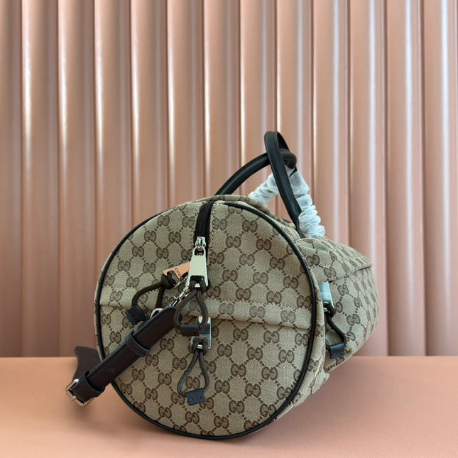 GG SMALL DUFFLE BAG 42 IN BEIGE AND DARK BROWN GG CANVAS
