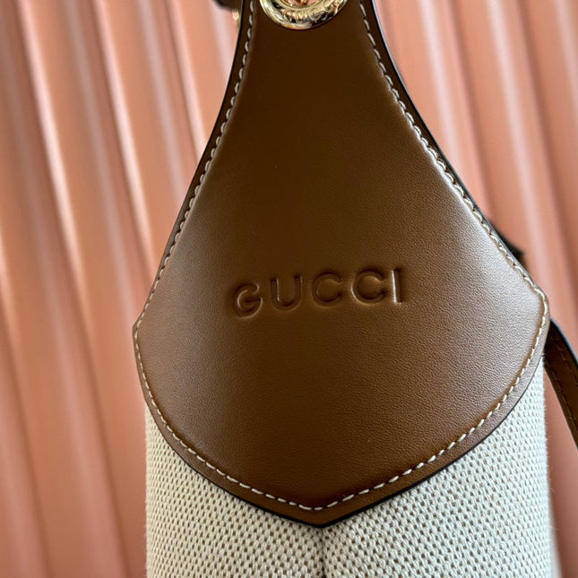 B LARGE SHOULDER BAG 49 IN NATURAL CANVAS AND BROWN CALFSKIN