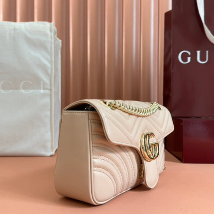 MARMONT MEDIUM SHOUDER BAG 26 IN LIGHT BEIGE CALFSKIN