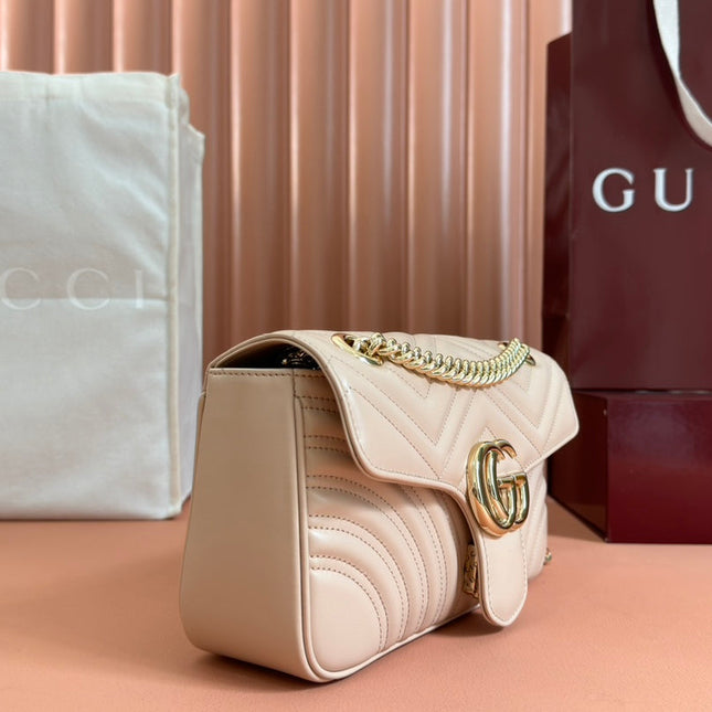 MARMONT MEDIUM SHOUDER BAG 26 IN LIGHT BEIGE CALFSKIN