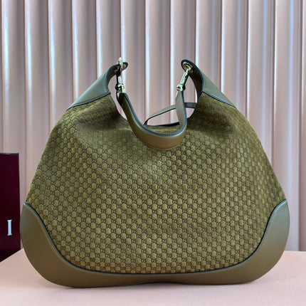 B LARGE SHOULDER BAG 49 IN SEAWEED GREEN GG EMBOSSED SUEDE