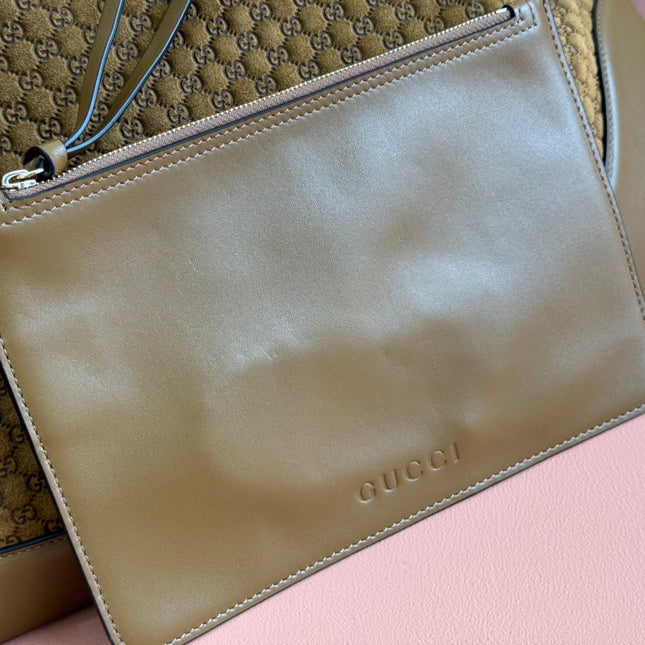 B LARGE SHOULDER BAG 49 IN SEAWEED GREEN GG EMBOSSED SUEDE