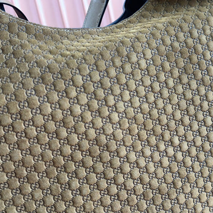 B LARGE SHOULDER BAG 49 IN SEAWEED GREEN GG EMBOSSED SUEDE