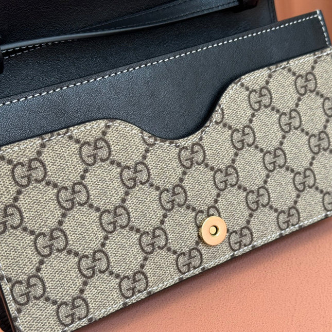 EMBLEM WALLET GG MONOGRAM 20 IN DARK BROWN AND BLACK CALFSKIN