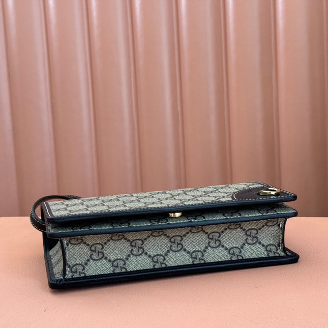 EMBLEM WALLET GG MONOGRAM 20 IN DARK BROWN AND BLACK CALFSKIN