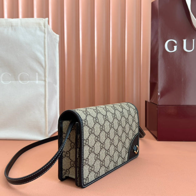 EMBLEM WALLET GG MONOGRAM 20 IN DARK BROWN AND BLACK CALFSKIN