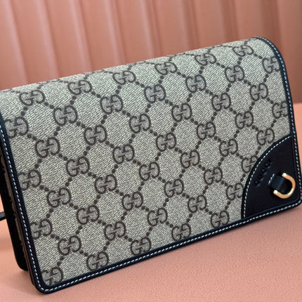 EMBLEM WALLET GG MONOGRAM 20 IN DARK BROWN AND BLACK CALFSKIN