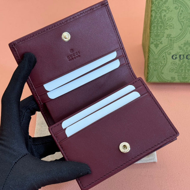 HORSEBIT 1955 CARD CASE WALLET 11 IN BEIGE DARK BROWN NEW GG AND ROSSO ANCORA RED CALFSKIN