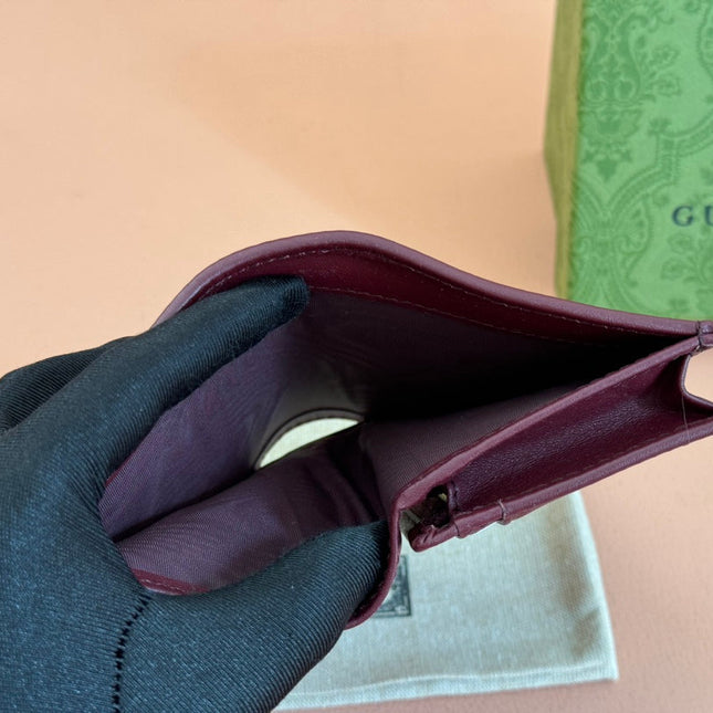 HORSEBIT 1955 CARD CASE WALLET 11 IN BEIGE DARK BROWN NEW GG AND ROSSO ANCORA RED CALFSKIN