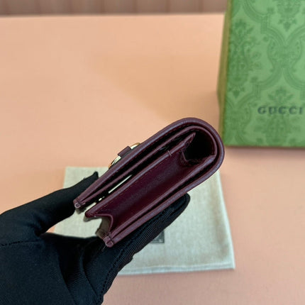 HORSEBIT 1955 CARD CASE WALLET 11 IN BEIGE DARK BROWN NEW GG AND ROSSO ANCORA RED CALFSKIN