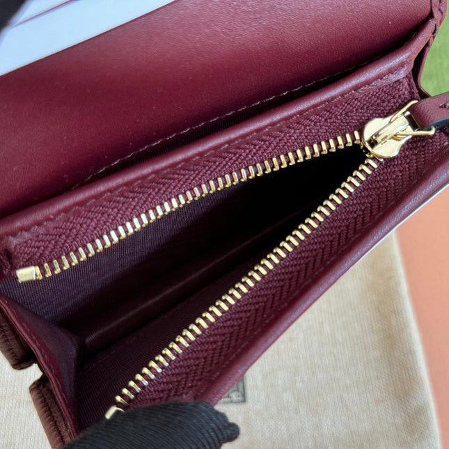 HORSEBIT 1955 CARD CASE WALLET 11 IN BEIGE DARK BROWN NEW GG AND ROSSO ANCORA RED CALFSKIN