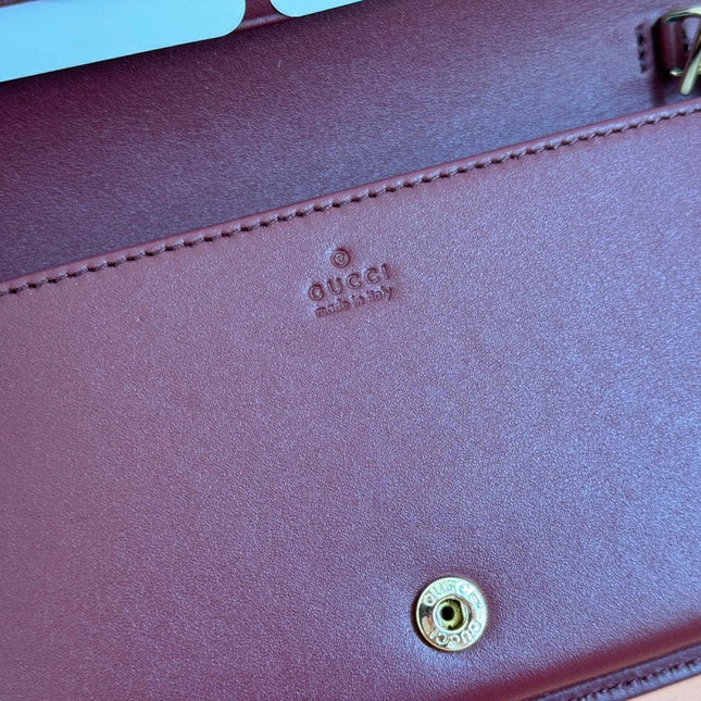 HORSEBIT 1955 WALLET ON CHAIN 19 IN BEIGE DARK BROWN NEW GG AND ROSSO ANCORA RED CALFSKIN