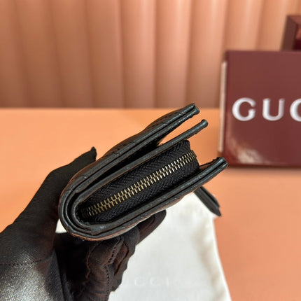 MEDIUM DOUBLE G WALLET 11.5 IN BLACK SMOOTH CALFSKIN