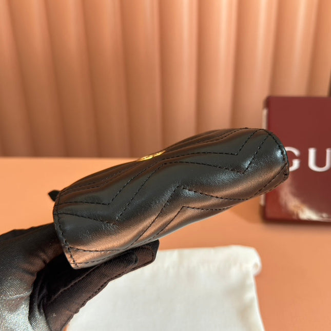 MEDIUM DOUBLE G WALLET 11.5 IN BLACK SMOOTH CALFSKIN