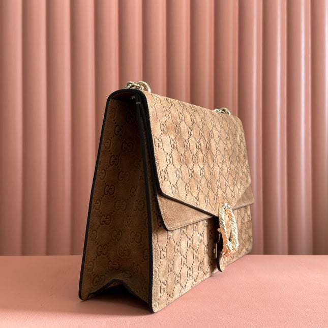 DIONYSUS LAGRE SHOULDER BAG 42 IN BROWN SUEDE