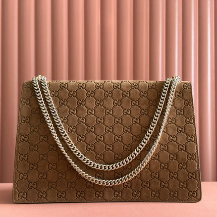 DIONYSUS LAGRE SHOULDER BAG 42 IN BROWN SUEDE