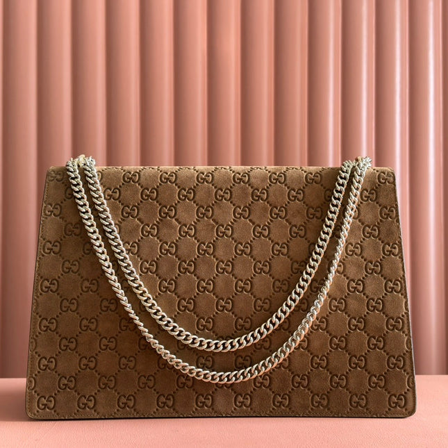 DIONYSUS LAGRE SHOULDER BAG 42 IN BROWN SUEDE