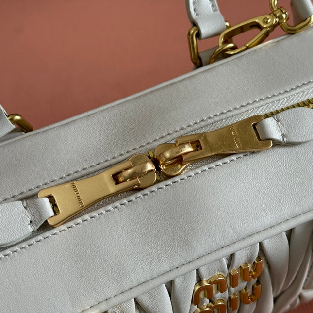 ARCADIE MATELASSÉ BAG 27 IN WHITE CALFSKIN GOLD HARDWARE