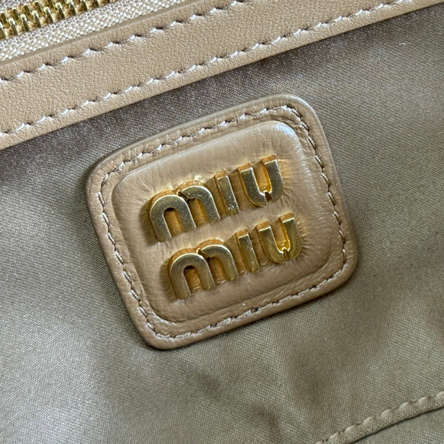 ARCADIE MATELASSÉ BAG 27 IN SEPIA BROWN CALFSKIN GOLD HARDWARE